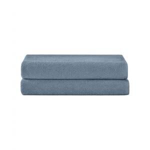 NEW UNDER THE CANOPY textured organic 2 piece bath sheet set in chambray